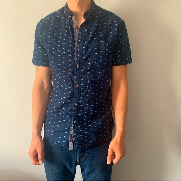 Cactus New York fox patterned button up dress shirt slim  fit MED - Picture 1 of 10